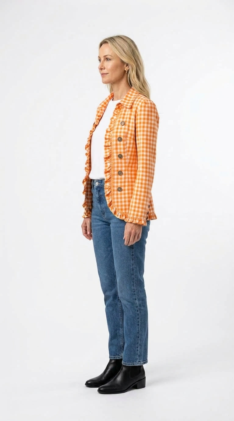 Amelia — Chaqueta vichy con volantes