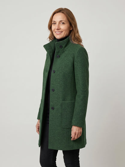 Abrigo bouclé con cuello alto – Verde