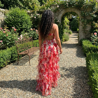 Cyranne | Vestido Largo Floral con Volantes