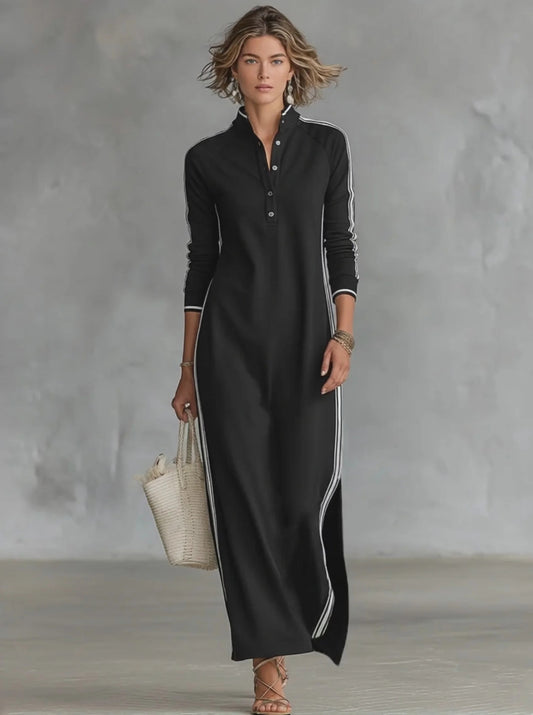 Zoe — Vestido Maxi con Ribete en Contraste