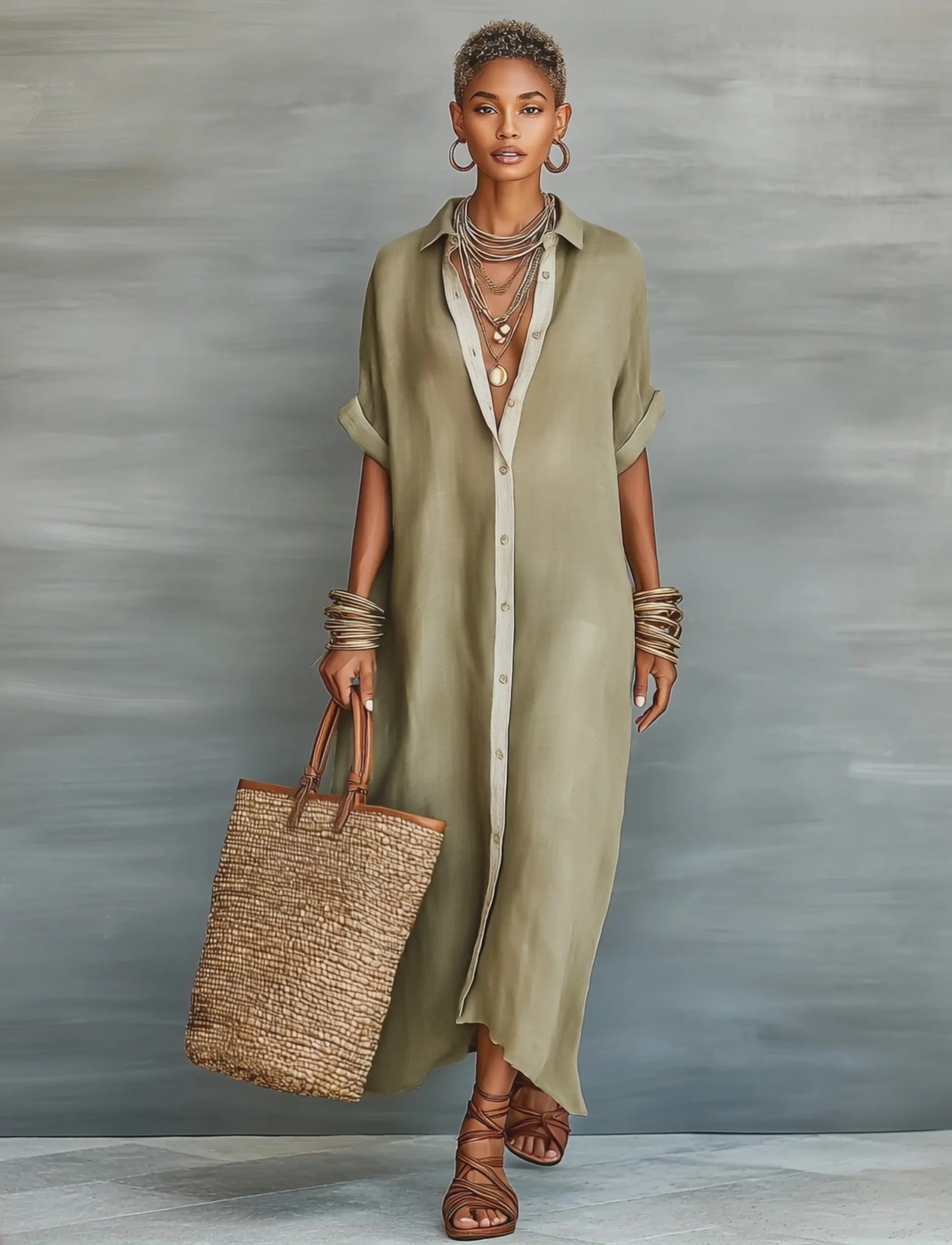 Alba — Vestido Maxi Camisero de Lino