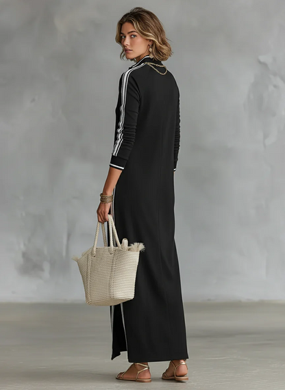Zoe — Vestido Maxi con Ribete en Contraste