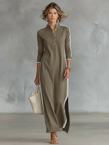 Zoe — Vestido Maxi con Ribete en Contraste