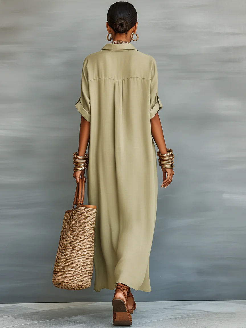 Alba — Vestido Maxi Camisero de Lino