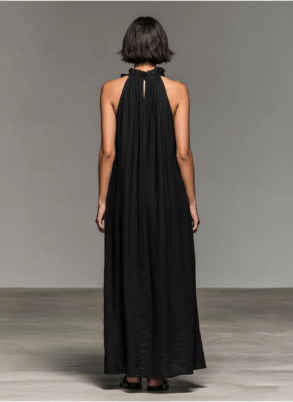 Cloe - Vestido Maxi de Lino con Volantes
