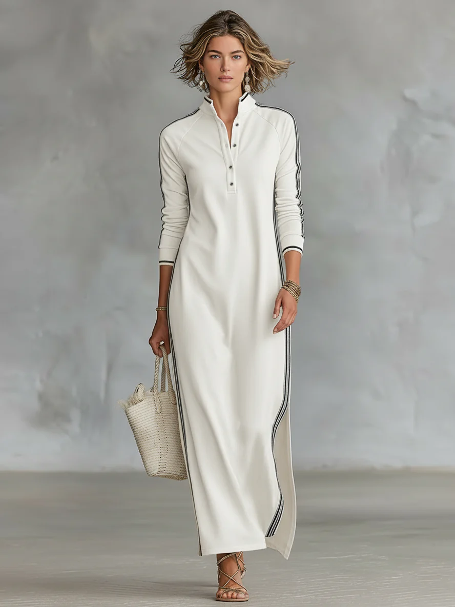 Zoe — Vestido Maxi con Ribete en Contraste