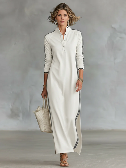 Zoe — Vestido Maxi con Ribete en Contraste