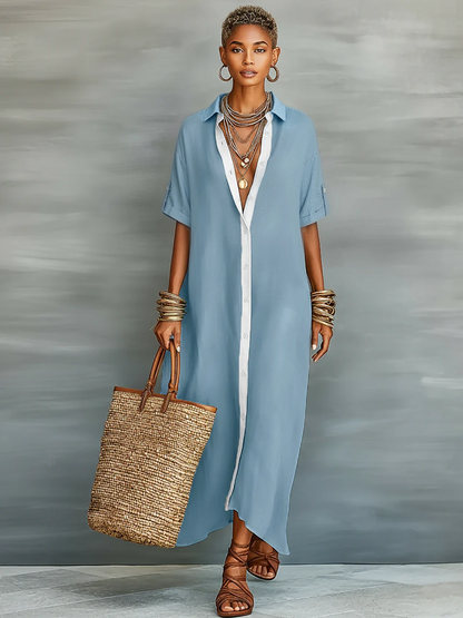 Alba — Vestido Maxi Camisero de Lino
