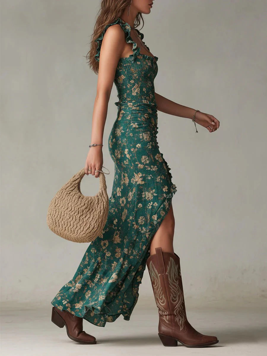 Luna — Vestido Maxi Floral con Abertura