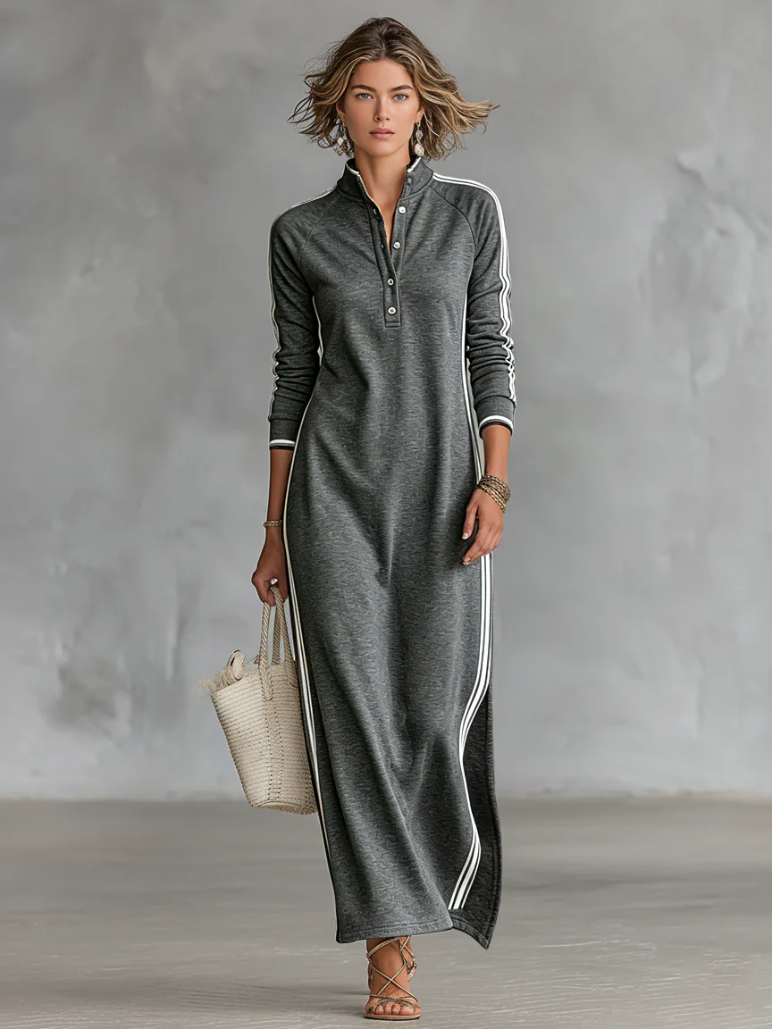 Zoe — Vestido Maxi con Ribete en Contraste