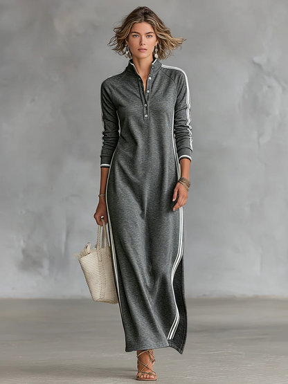 Zoe — Vestido Maxi con Ribete en Contraste