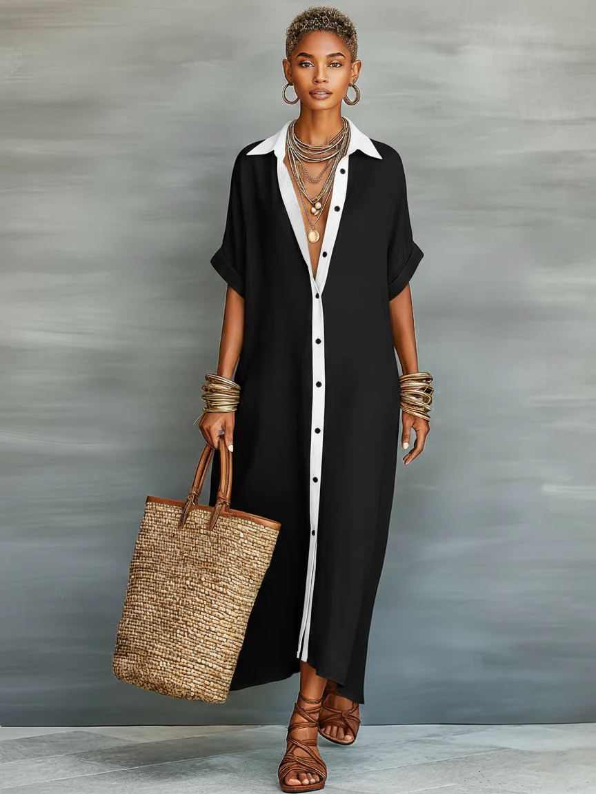 Alba — Vestido Maxi Camisero de Lino