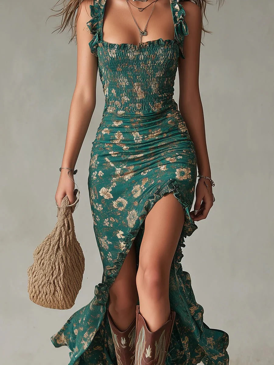 Luna — Vestido Maxi Floral con Abertura
