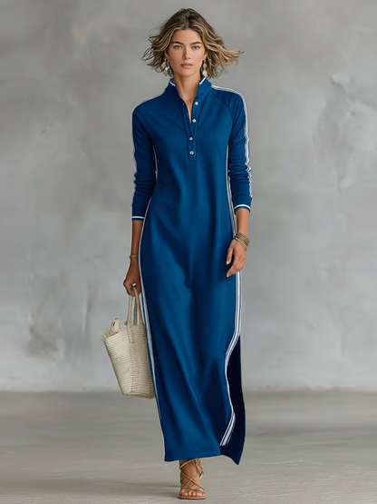 Zoe — Vestido Maxi con Ribete en Contraste