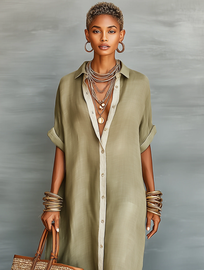 Alba — Vestido Maxi Camisero de Lino