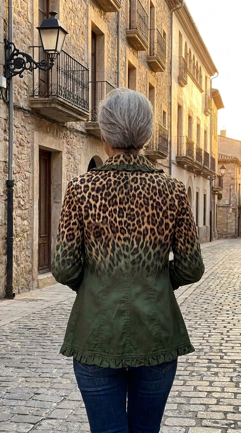 Marina — Chaqueta Boho Animal Print Degradado
